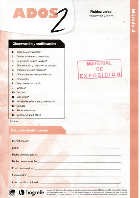 ADOS-2 Módulo 4 (Kit de Corrección 10 usos) - Renart Libros