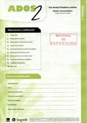 ADOS-2. Módulo 1 (Kit de Corrección 10 usos)