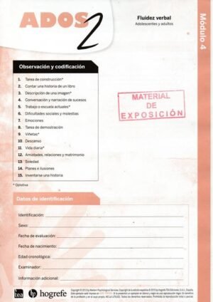 ADOS-2. Módulo 4 (Kit de Corrección 10 usos)
